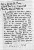 Obituary of Mrs. Max B. Ewart Obituary of Mrs. Max B. Ewart