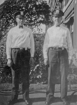 Otto Wurm, on left, in Security Guard uniform 